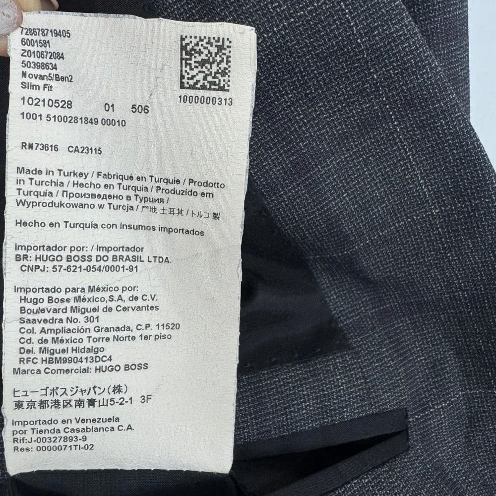 BOSS Hugo Boss Guabello Plaid Blazer Sport Suit Slim Coat Jacket Men 42L Wool‎